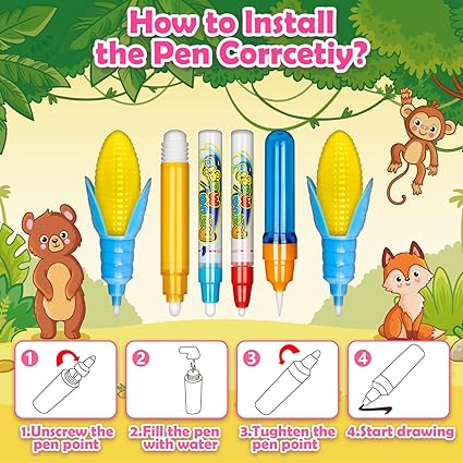 Aqua Water Doodle Mat - Kids Drawing Mat Toddlers Educational Toys for Age 3 4 5 6 7 8 Year Old Boys Girls Gifts - Neon Color Mat Doodle Board Writing Drawing Toys Holiday Christmas Birthday Gifts nirvanaguru