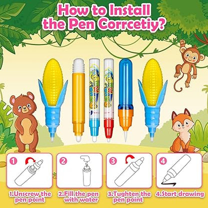 Aqua Water Doodle Mat - Kids Drawing Mat Toddlers Educational Toys for Age 3 4 5 6 7 8 Year Old Boys Girls Gifts - Neon Color Mat Doodle Board Writing Drawing Toys Holiday Christmas Birthday Gifts nirvanaguru