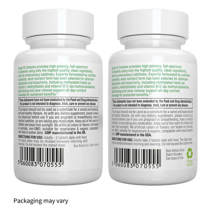 Igennus Super B-Complex Methylated B-Vitamins, Sustained Release, Clean Label, High Strength, with Methylfolate & B12 Methylcobalamin, Vegan, Lab Verified, 60 Small Tablets Nirvana Guru