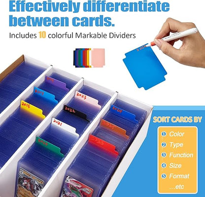 4 Pack Sports Card Boxes 3120 Count Cardboard Card Storage Box White Bulk Card Storage Baseball Card Boxes with 10 Dividers Sports Cards Storage Box for Card Game Baseball Card Storage Boxes nirvanaguru