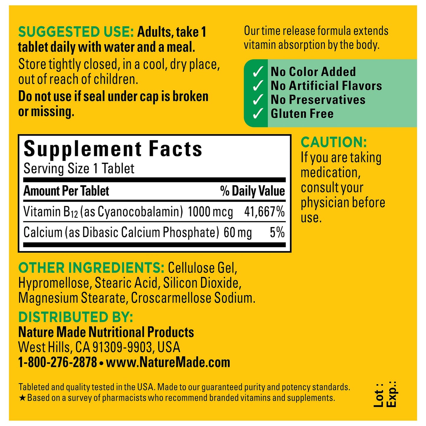 Nature Made Vitamin B12 1000 mcg, Dietary Supplement For Energy Metabolism Support, 160 Time Release Tablets, 160 Day Supply - Nirvana Guru