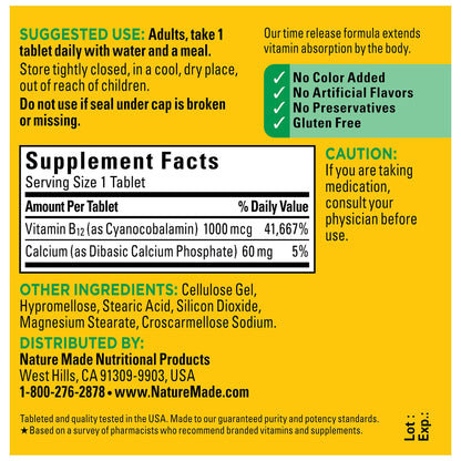 Nature Made Vitamin B12 1000 mcg, Dietary Supplement For Energy Metabolism Support, 160 Time Release Tablets, 160 Day Supply - Nirvana Guru