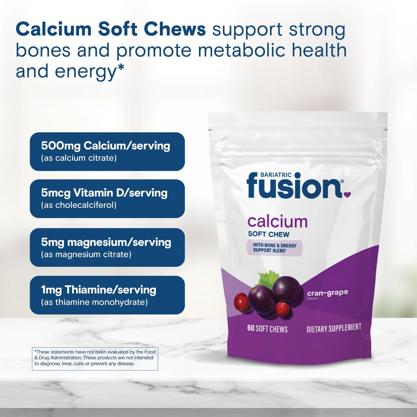 Bariatric Fusion Bariatric Calcium Chews | Calcium Citrate with Vitamin D3 Calcium Supplement Bariatric Vitamin | Sugar Free Calcium Citrate Chewable | Calcium Citrate 500mg | Caramel | 60 Count Nirvana Guru