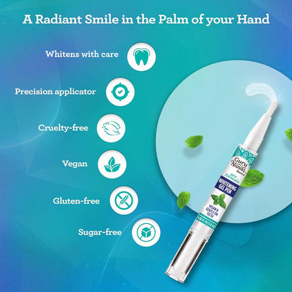 GuruNanda Teeth Whitening Pen,(0.06 fl oz)-20 Uses, Vegan & Gentle on Teeth Pro Formula - Hydrogen Peroxide Whitening Gel Pen, Cruelty-free, Mint Flavor Nirvana Guru