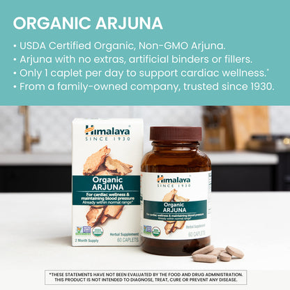 Himalaya Organic Arjuna, Blood Pressure Supplement for Cardiovascular Wellness and Heart Health, 700mg, 60 Count (Pack of 2) - Nirvana Guru
