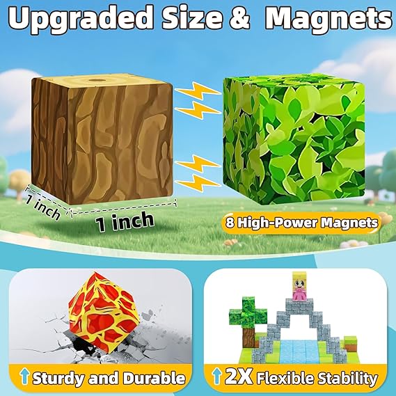 EchoPlan 150PCS Magnetic Blocks, Magnetic Building Blocks, STEM Constructions Magnet Blocks for Boys Girls Age 3 4 5 6 7 8 9 10, Sensory Stacking Toy Christmas Birthday Gifts for Kids, 1" Large Size nirvanaguru