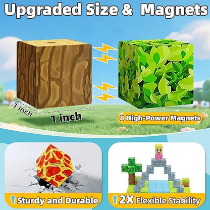 EchoPlan 150PCS Magnetic Blocks, Magnetic Building Blocks, STEM Constructions Magnet Blocks for Boys Girls Age 3 4 5 6 7 8 9 10, Sensory Stacking Toy Christmas Birthday Gifts for Kids, 1" Large Size nirvanaguru