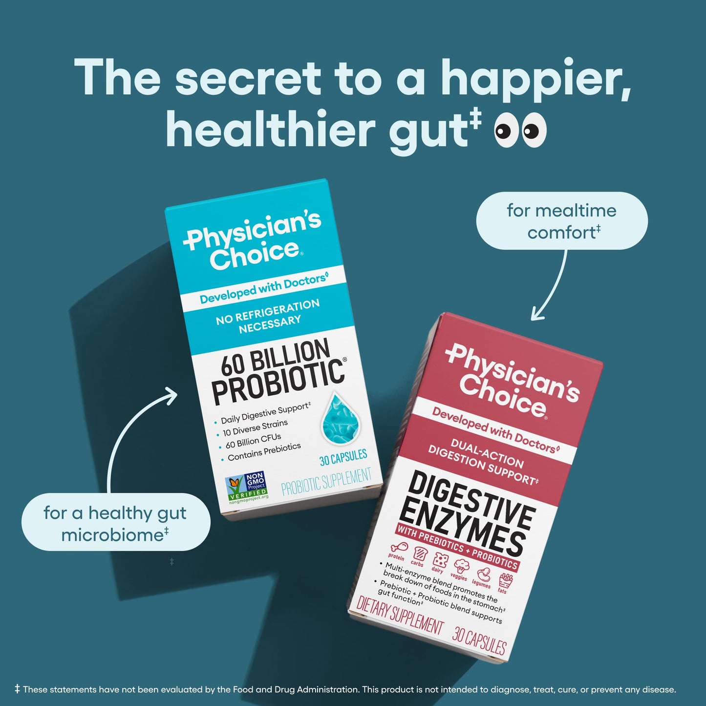 Physician's CHOICE Probiotics 60 Billion CFU - 10 Strains + Organic Prebiotics - Immune, Digestive & Gut Health - Supports Occasional Constipation, Diarrhea, Gas & Bloating - for Women & Men - 60ct Nirvana Guru