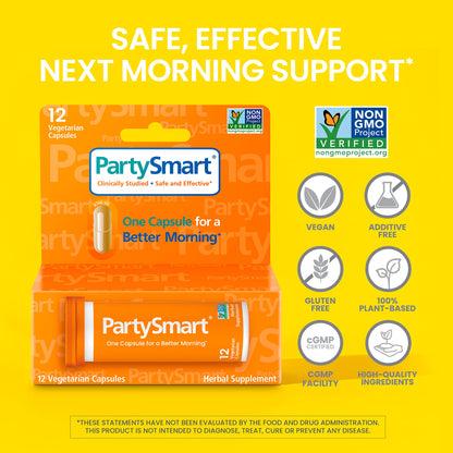 Himalaya PartySmart, One Capsule for a Better Morning, Plant-Based, Liver Support, Better Morning After Drinking, Clinically Studied, Non-GMO Project Verified, 12 Capsules - Nirvana Guru