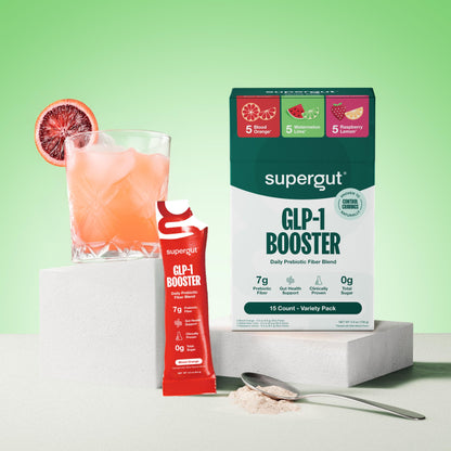 Supergut Gut Healthy GLP-1 Booster - High Fiber GLP-1 Supplement Powder for Women & Men - Sugar-Free Drink Mix for Gut Health (15 Servings)
