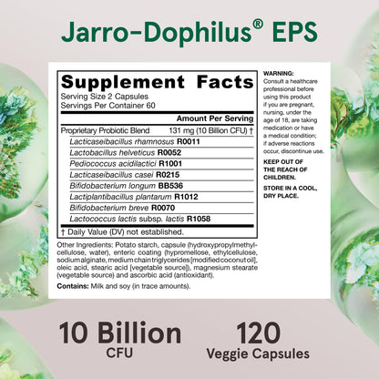 Jarrow Formulas Probiotics 10 Billion CFU - Probiotic Supplement Capsules for Gut Health for Women and Men, 120 Veggie Capsules, Up to 60 Days - Nirvana Guru