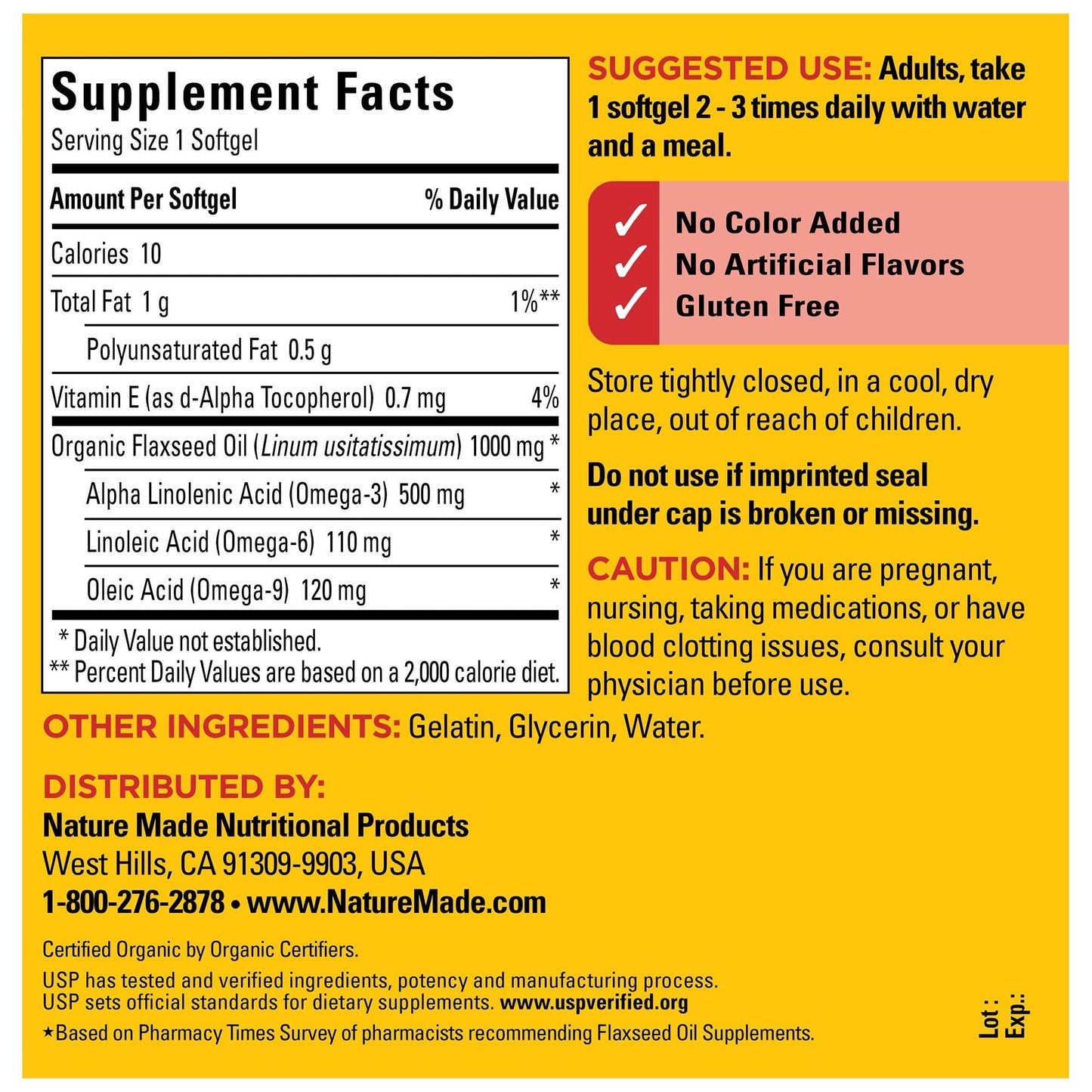 Nature Made Flaxseed Oil 1000 mg, Fish Free Omega 3 Supplement, Dietary Supplement for Heart Health Support, 180 Softgels, 180 Day Supply - Nirvana Guru