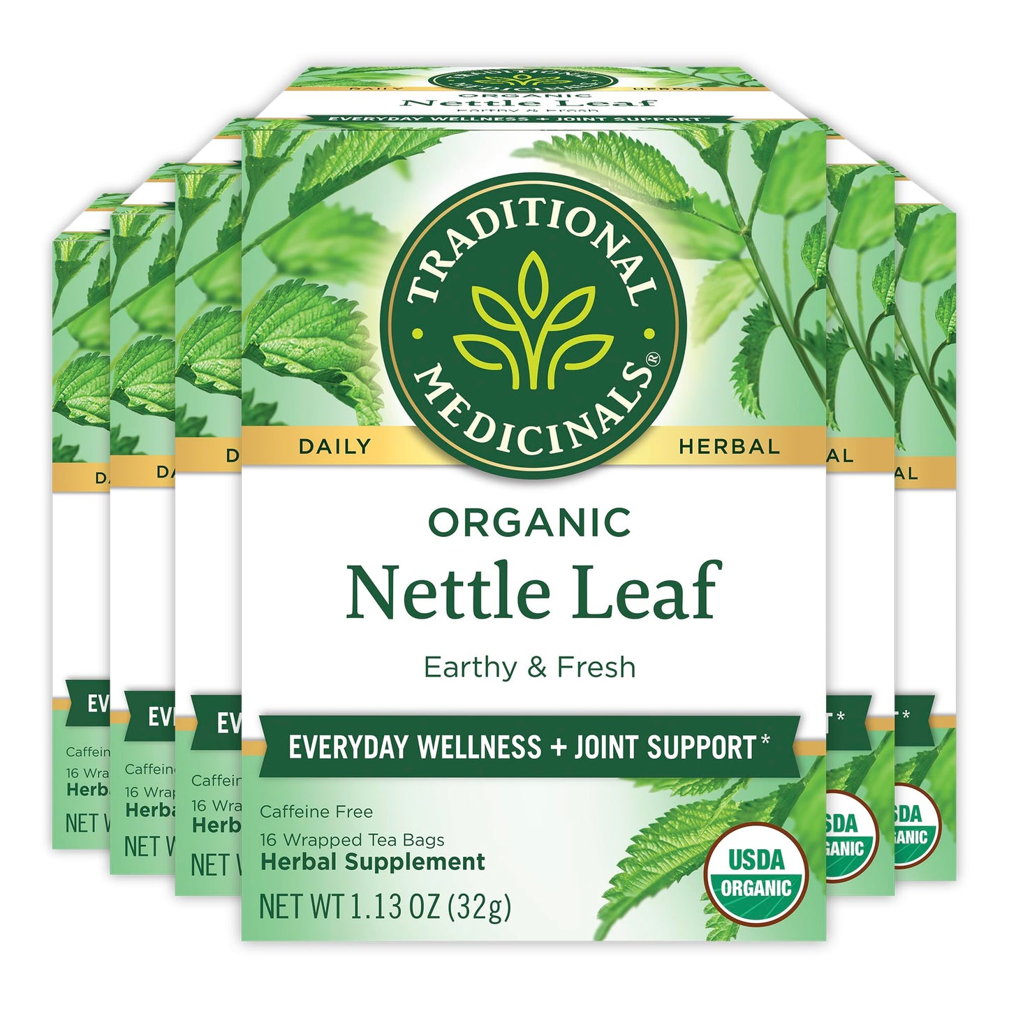 Traditional Medicinals Organic Nettle Leaf Herbal Tea, Supports Joint Health & Overall Wellness, (Pack of 1) - 16 Tea Bags - Nirvana Guru
