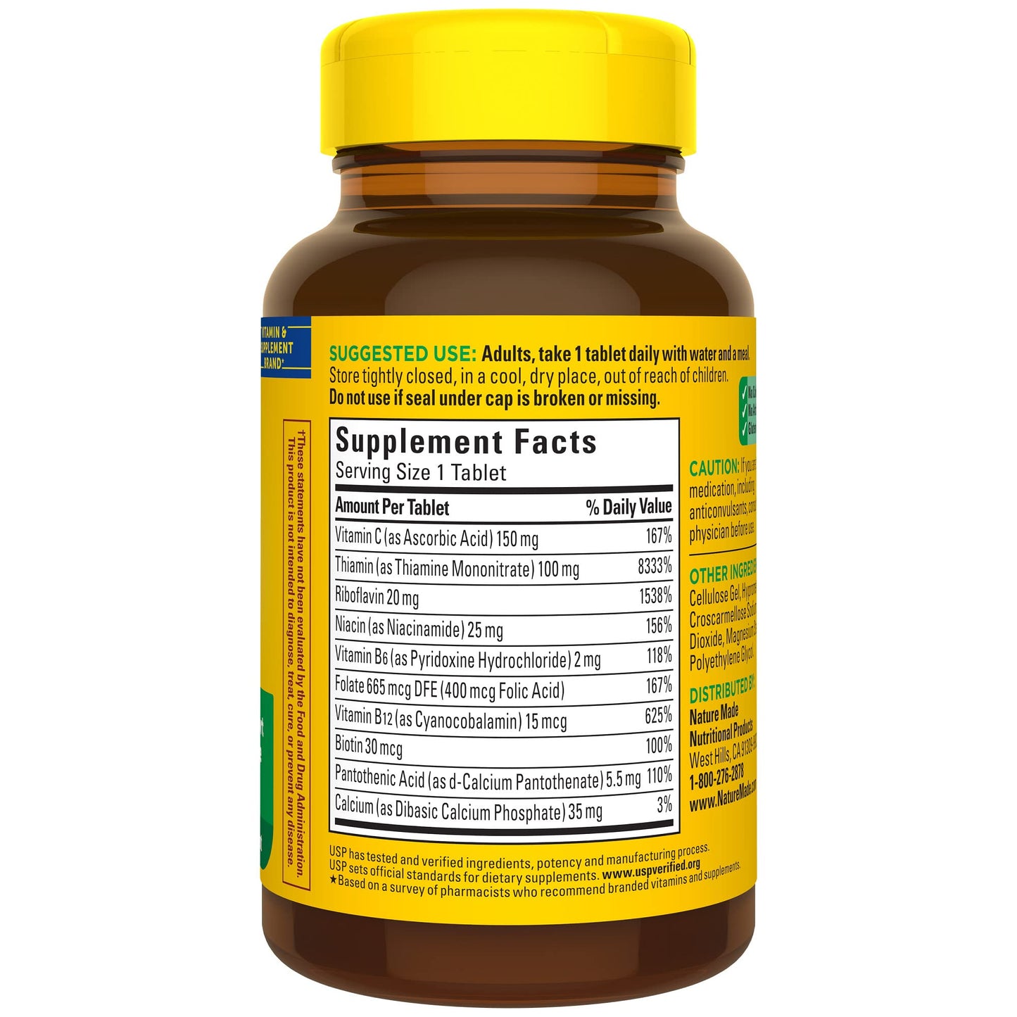 Nature Made Super B Complex with Vitamin C and Folic Acid, Dietary Supplement for Immune Support, 140 Tablets, 140 Day Supply - Nirvana Guru