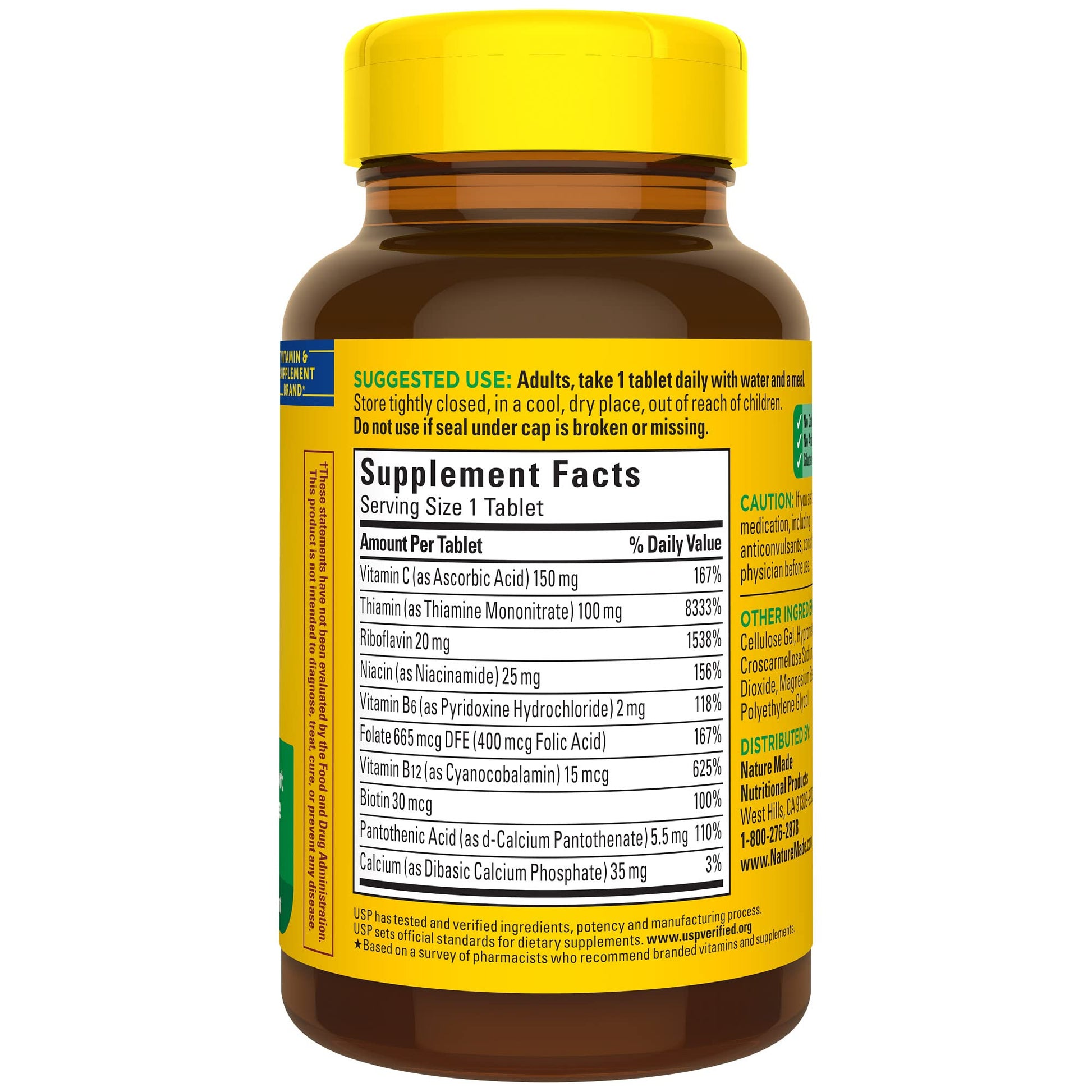 Nature Made Super B Complex with Vitamin C and Folic Acid, Dietary Supplement for Immune Support, 140 Tablets, 140 Day Supply - Nirvana Guru