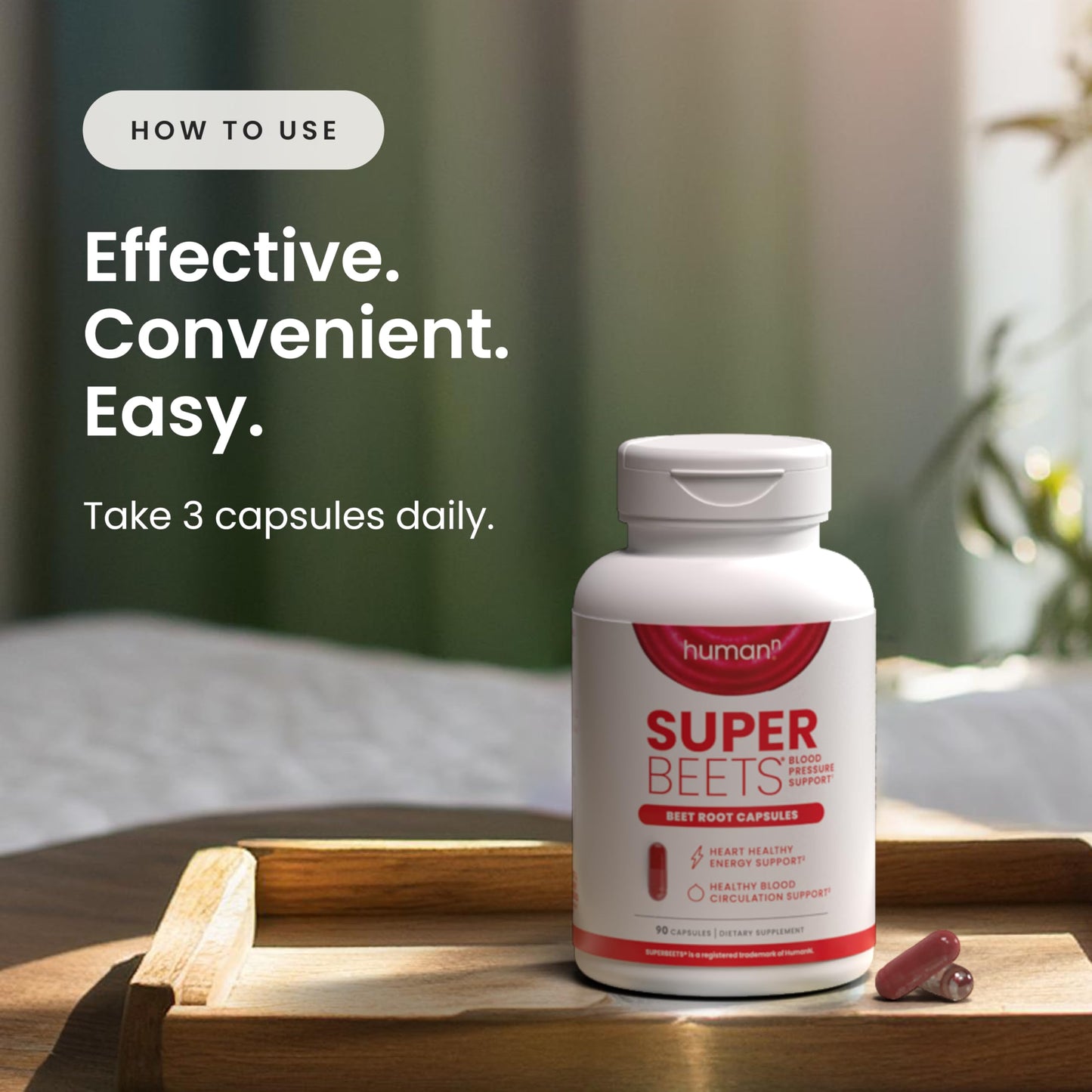 HumanN SuperBeets Beet Root Capsules Quick Release 1000mg, Helps Support Nitric Oxide Production, Blood Pressure, Heart Health, Contains Non-GMO Beetroot Powder, Studied Antioxidants 90 Count - Nirvana Guru