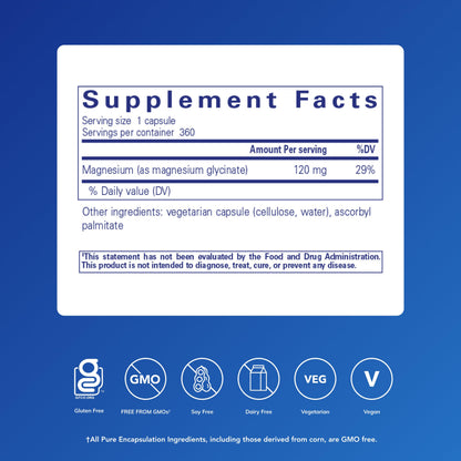 Pure Encapsulations Magnesium (Glycinate) - Supplement to Support Stress Relief, Sleep, Heart Health, Nerves, Muscles, and Metabolism* - with Magnesium Glycinate - 90 Capsules