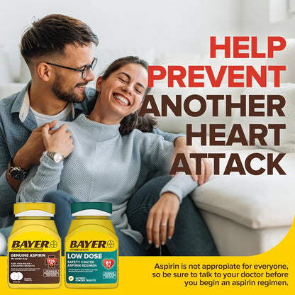 Bayer Aspirin Low Dose 81 mg, Enteric Coated Tablets, Doctor Recommended, Secondary Prevention of Cardiovascular Disease, 300 Safety Coated Tablets