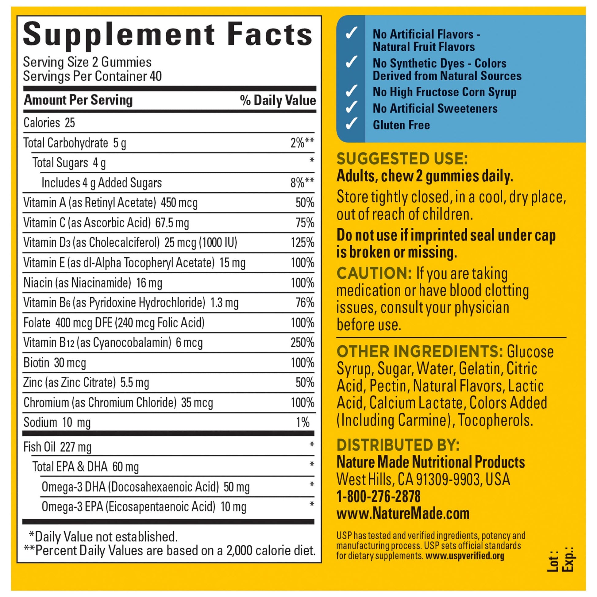 Nature Made Multivitamin for Him with Omega-3, Mens Multivitamins for Daily Nutritional Support, Multivitamin for Men, 80 Gummy Vitamins and Minerals, 40 Day Supply - Nirvana Guru