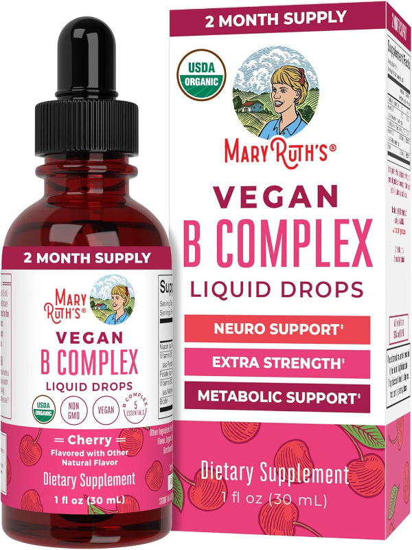 MaryRuth Organics Vitamin B Complex | B Vitamins Complex | Biotin | Vitamin B12 | Niacin | Folate | Metabolic Support Supplement | Vegan | USDA Organic | Non-GMO | Gluten Free | 2 Month Supply - Nirvana Guru