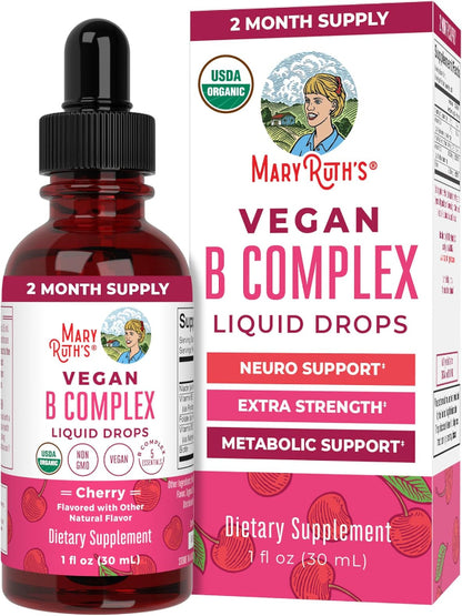 MaryRuth Organics Vitamin B Complex | B Vitamins Complex | Biotin | Vitamin B12 | Niacin | Folate | Metabolic Support Supplement | Vegan | USDA Organic | Non-GMO | Gluten Free | 2 Month Supply - Nirvana Guru