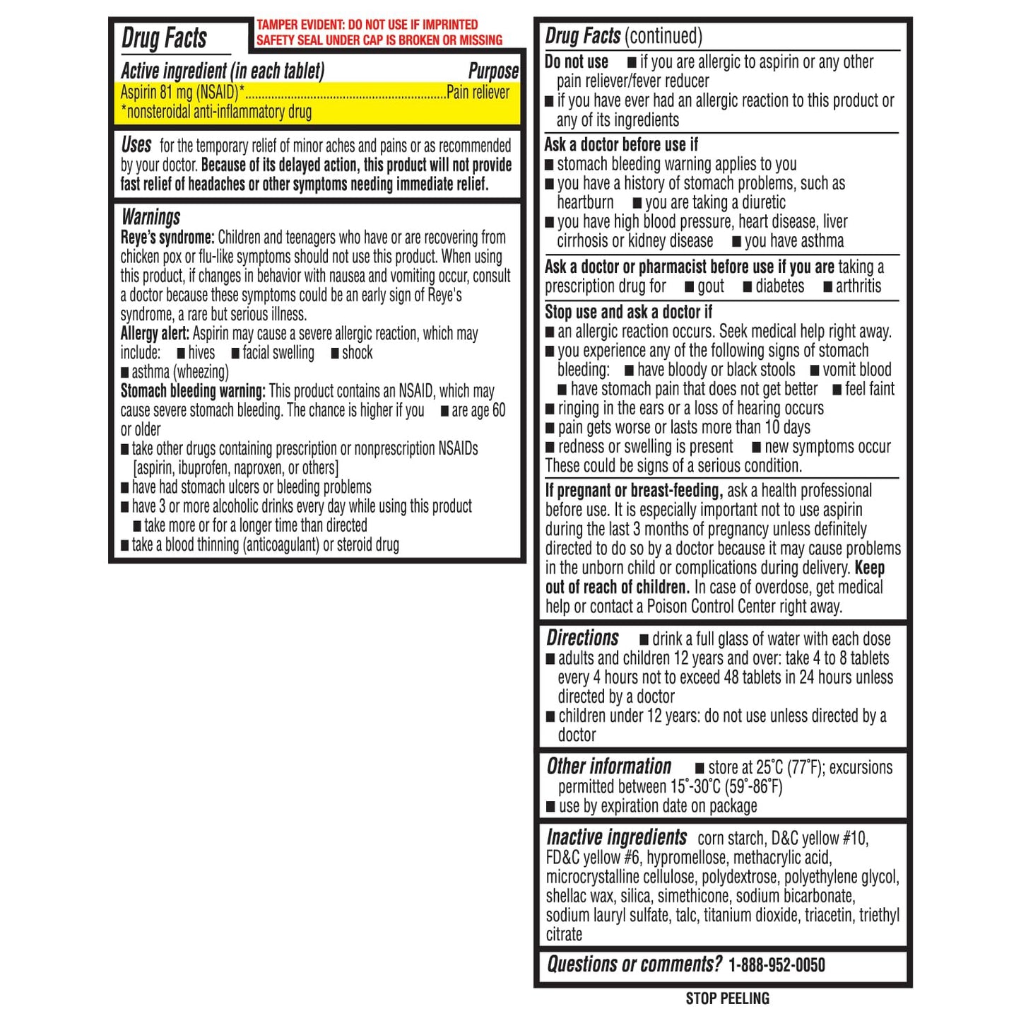 HealthA2Z® Aspirin 81 mg | Low Strength | Enteric Coated | Pain Relief | Reduces Minor Aches Muscle Pain & Cramps | Fever Reducer | Reduces Headache (365 Counts)