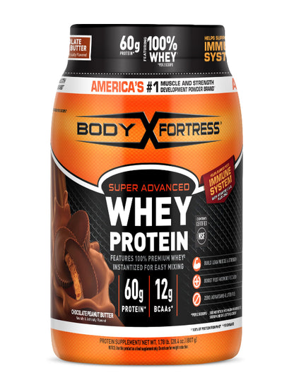 Body Fortress Super Advanced Whey Protein Powder, Vanilla, Immune Support (1), Vitamins C & D Plus Zinc, 1.74 lbs