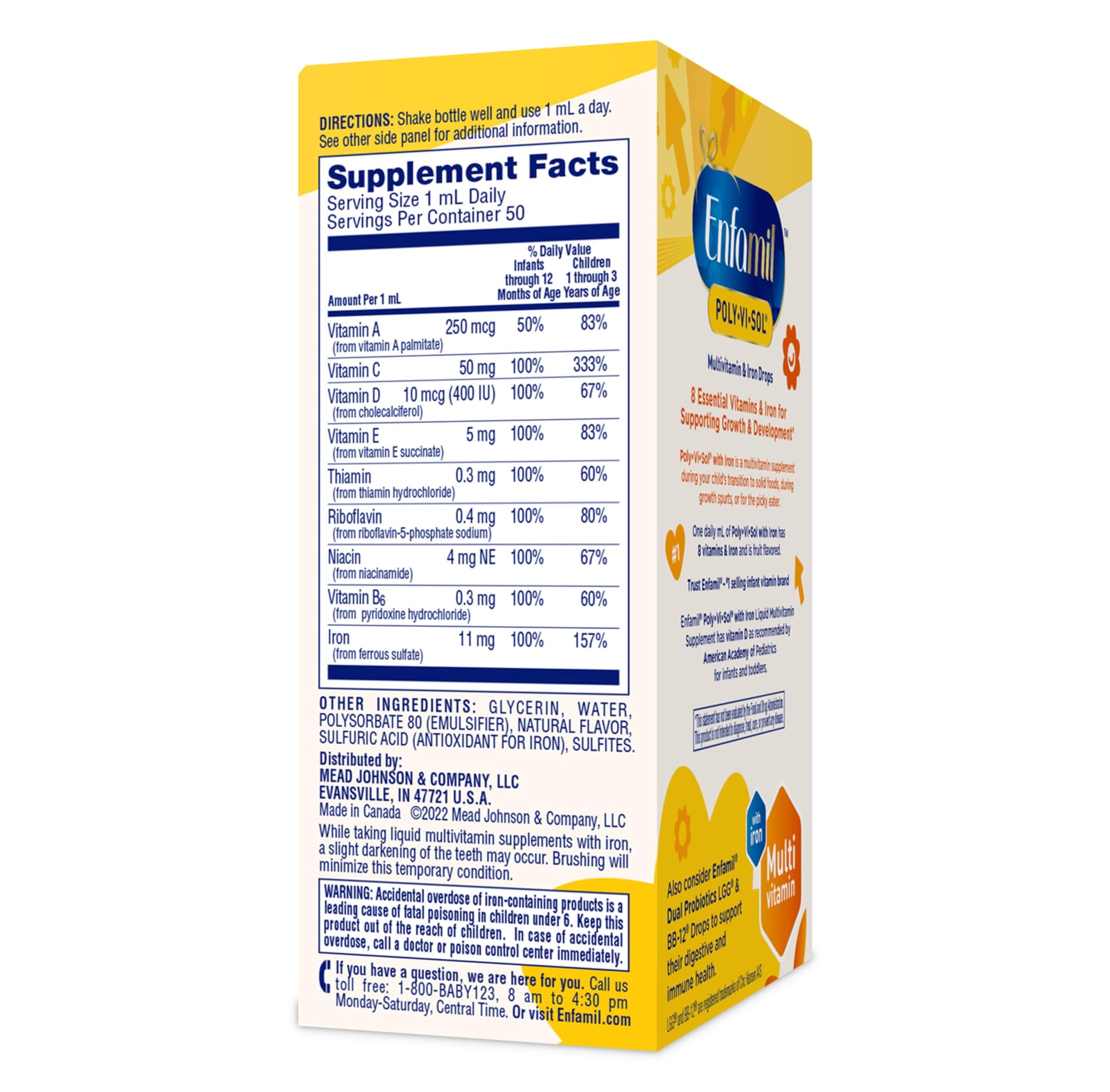 Enfamil Poly-Vi-Sol with Iron Liquid Multivitamin Drops, Supports Growth & Development*, 50mL Bottle - Nirvana Guru