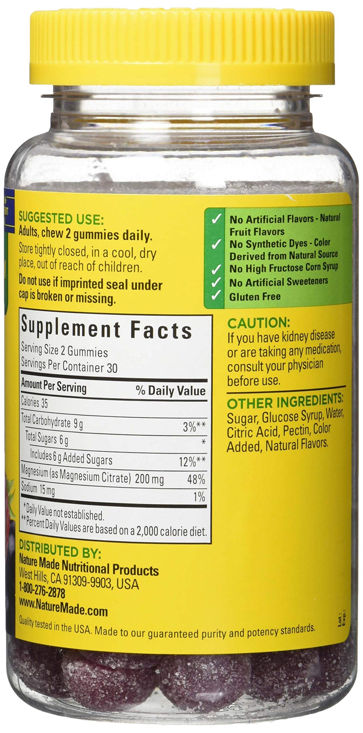 Nature Made High Absorption Magnesium Citrate 200 mg per serving, Magnesium Supplement for Muscle, Nerve, Bone and Heart Support, 60 Magnesium Gummies, 30 Day Supply - Nirvana Guru