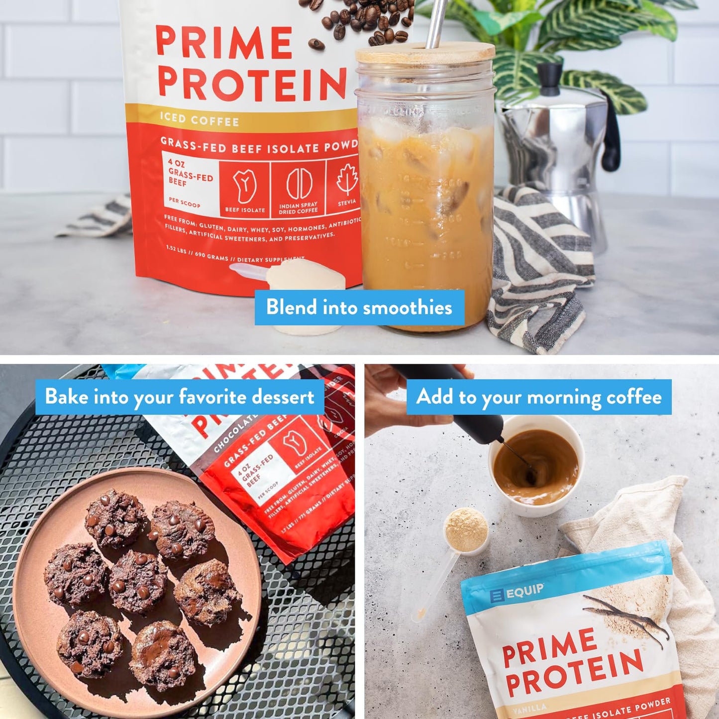 Equip Foods Prime Protein Powder | Clean, Grass Fed Beef Protein Isolate | Carnivore Protein Powder | Paleo, Keto Friendly | Gluten, Dairy Free | Helps Build & Repair Tissue | 30 Servings, Chocolate