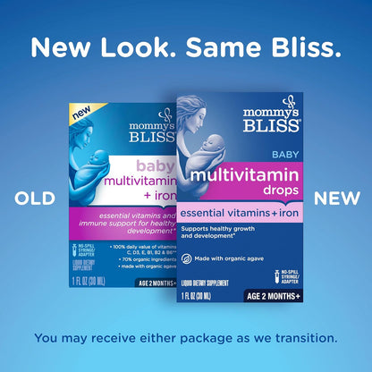 Mommy's Bliss Baby Multivitamin + Iron, Daily Essential Vitamins for Immune Support, Healthy Growth & Bone Development*, Age 2 Months+, 30 ml, Liquid - Nirvana Guru