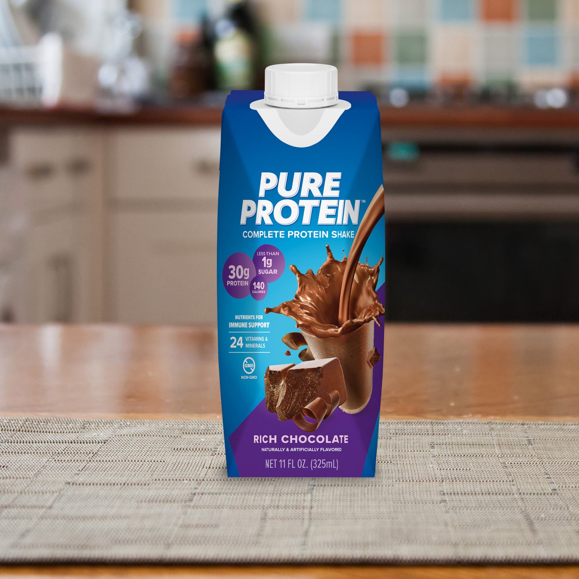 Pure Protein Vanilla Protein Shake, 30g Complete Protein, Vitamins A, C, D, and E plus Zinc to Support Immune Health, Ready to Drink and Keto-Friendly, 11oz Bottles, 12 Pack Nirvana Guru