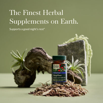 Gaia Herbs SleepThru - Natural Sleep Support Supplement with Organic Ashwagandha Root, Organic Magnolia Bark, Passionflower, and Jujube Date - 60 Vegan Liquid Phyto-Capsules (30-Day Supply) - Nirvana Guru
