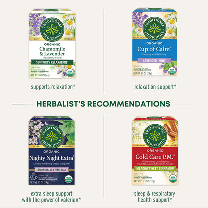 Traditional Medicinals Organic Nighty Night Extra Tea With Valerian Root for Relaxation, 16 Tea Bags (Pack of 1) - Nirvana Guru