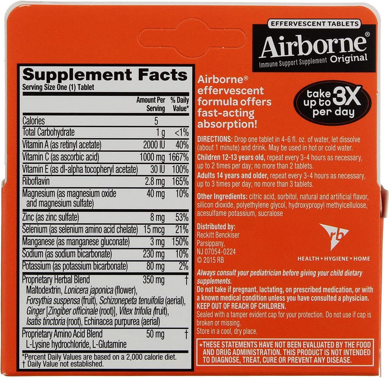 Airborne Effervescent Tablets Zesty Orange - 10 ct, Pack of 5 Nirvana Guru