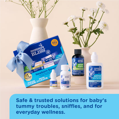Mommy's Bliss Newborn Essentials Gift Set, Includes Gripe Water, Baby Vitamin D/Gas Drops and Gentle Saline Drops/Spray Nirvana Guru