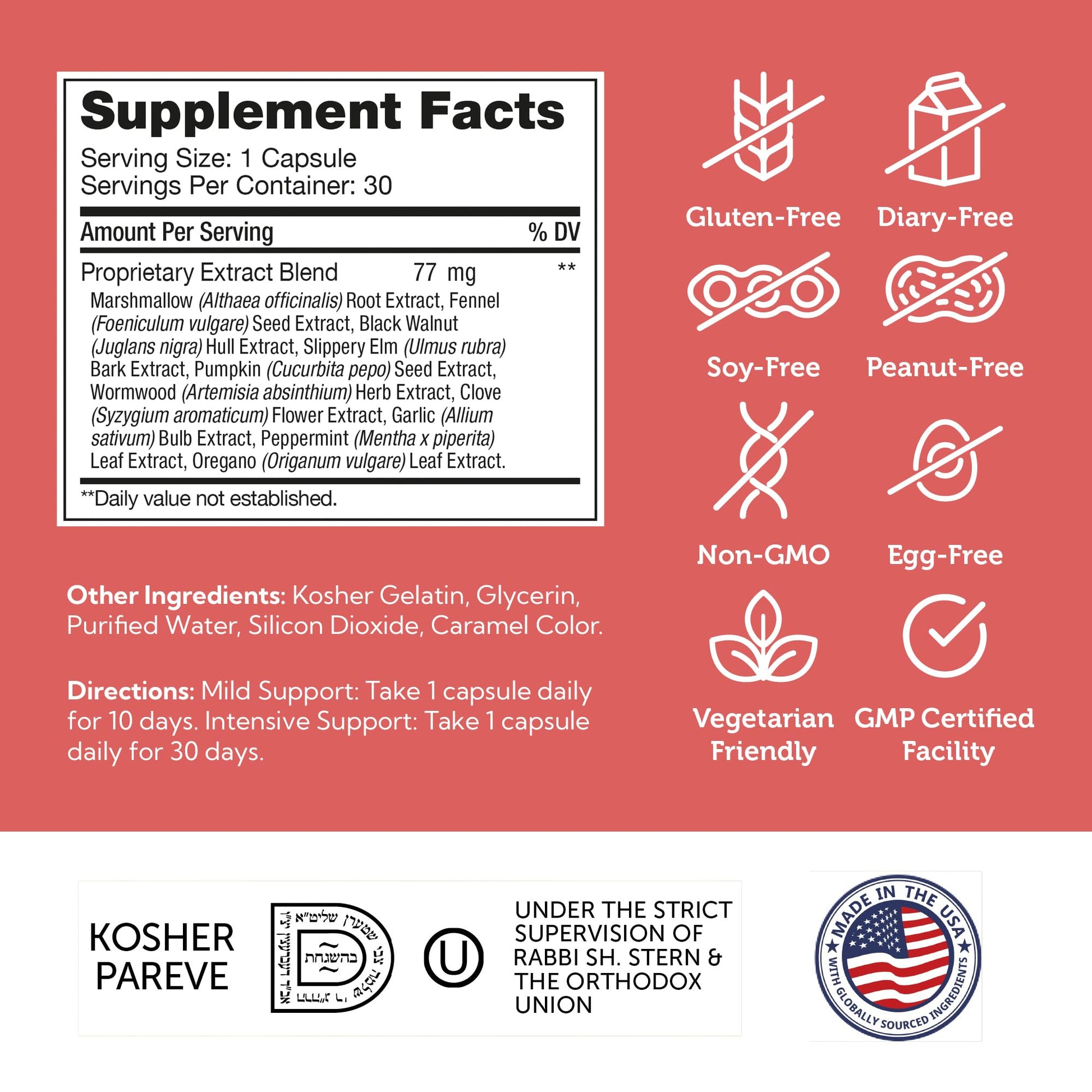 Zahler - ParaGuard Capsules - Gut Health Supplement - Formula has Wormwood, Garlic Bulb, Pumpkin Seed, Clove & More - Natural Support for Humans - Certified Kosher 30 Count - Nirvana Guru