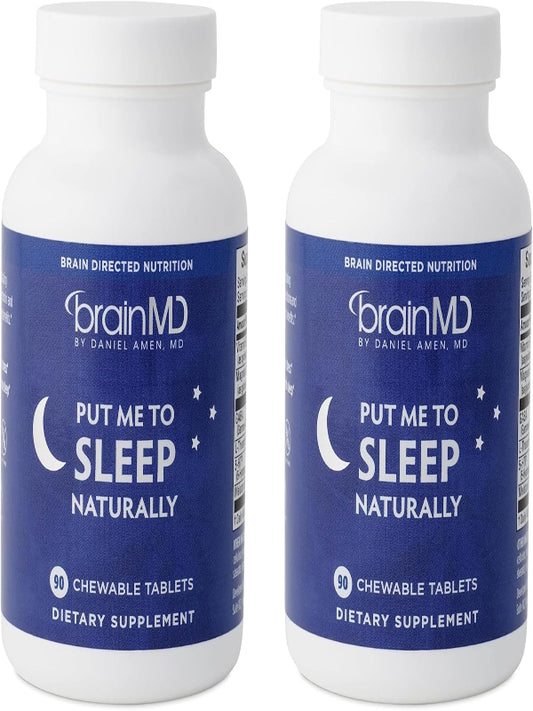 BRAINMD Dr Amen Put Me to Sleep Naturally - 90 Chewable Tablets, Pack of 2 - with Melatonin, L-Theanine, Magnesium, GABA, Vitamin B6 & 5-HTP - Gluten Free - 90 Total Servings Nirvana Guru