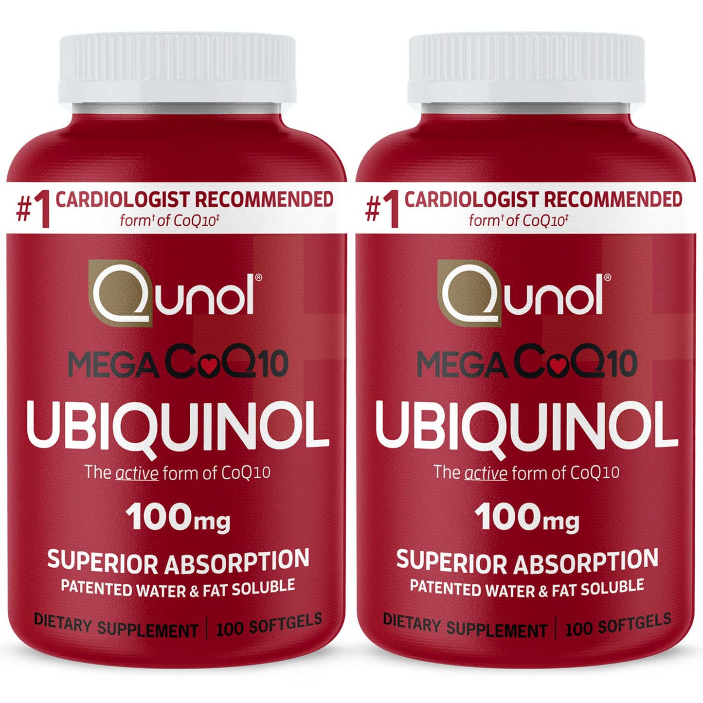 Qunol Mega Ubiquinol 100mg CoQ10, Superior Absorption, Patented Water and Fat Soluble Natural Supplement Form of Coenzyme Q10, Antioxidant for Heart Health, 100 Count Softgels Nirvana Guru