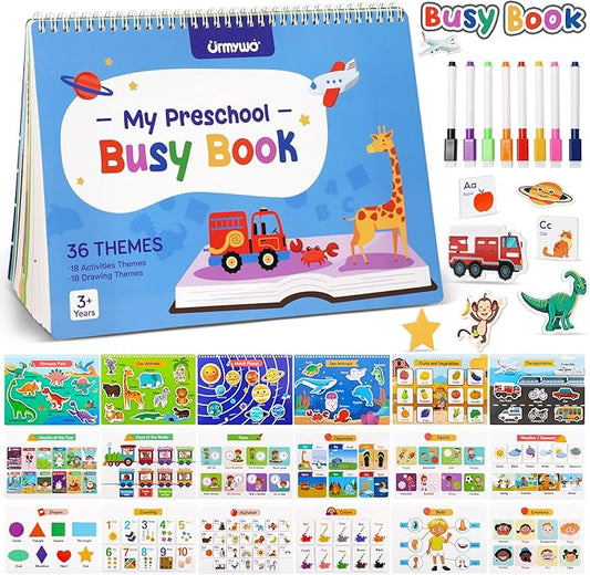 Busy Book for Toddlers, Preschool Learning Activities, Montessori Learning Educational Toys, Tracing Activity Coloring Books for Kids Ages 3-8, Autism Sensory Travel Toys, Christmas Birthday Gifts nirvanaguru