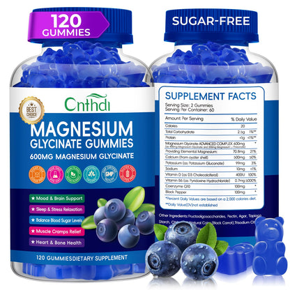 Magnesium Glycinate Gummies 600mg, High Absorption Magnesium Gummies with L-Threonate, Calcium, Vitamin B6, D3, Sugar Free Chews for Adults & Kids Relaxation, Stress Relief, Night Rest Nirvana Guru