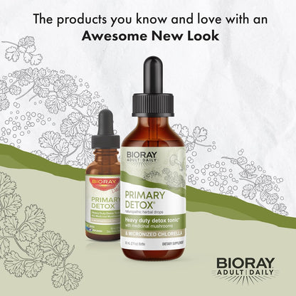 BIORAY Daily Primary Detox - 2 fl oz - with Medicinal Mushrooms & Micronized Chlorella - Organic, Non-GMO, Vegetarian, Gluten Free - Approx. 15 Servings Nirvana Guru