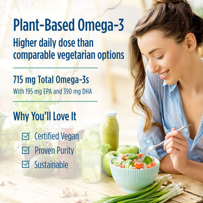 Nordic Naturals Algae Omega - 120 Soft Gels - 715 mg Omega-3 - Certified Vegan Algae Oil - Plant-Based EPA & DHA - Heart, Eye, Immune & Brain Health - Non-GMO - 60 Servings - Nirvana Guru