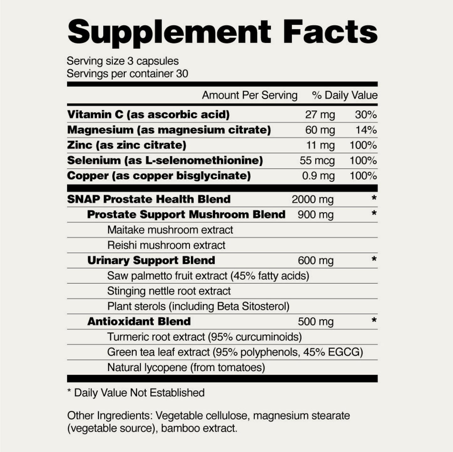 Snap Supplements Prostate Health Support Supplement, Saw Palmetto for Men Plus Stinging Nettle Root, Magnesium Citrate, Zinc and Plant Sterols, Supports Male Urinary Tract Health, 90 Capsules - Nirvana Guru