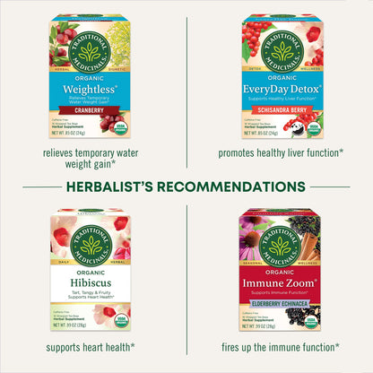 Traditional Medicinals Organic Red Clover, Caffeine Free, 16 Wrapped Tea Bags, 1.13 oz (32 g) - Nirvana Guru
