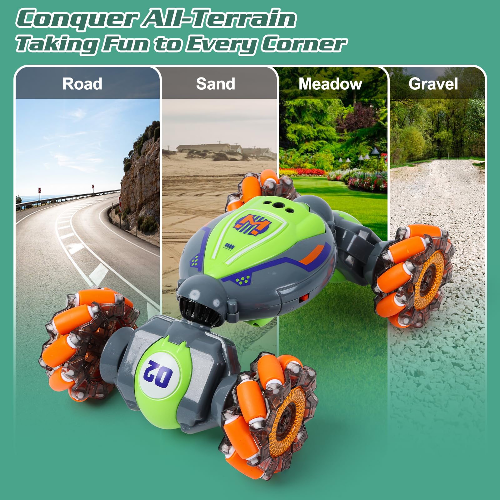 Gesture Sensing RC Stunt Car - Boys Toys Age 6-8-12, 4WD Hand Controlled Remote Control Twist Car with Light & Music, Cool Birthday Presents and Ideas Gifts for Kids Age 7 9 10 11 12 Years Old Nirvana Guru
