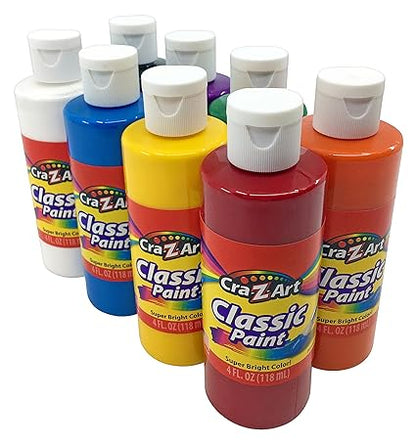 Cra-Z-art Washable Classic Paint Bulk Pack 8ct, Assorted Colors 4oz each bottle, 32oz nirvanaguru