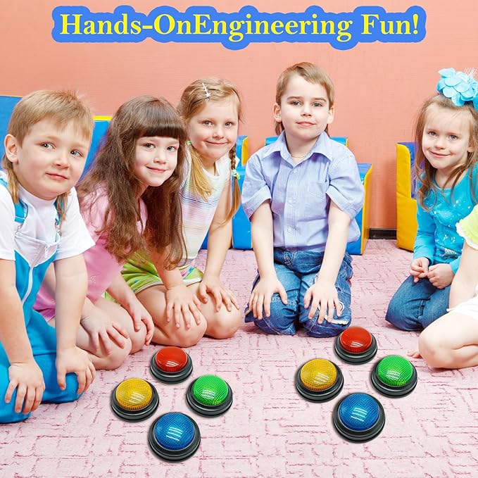 Set of 4 Buzzers for Trivia Games, Answer Buzzers for Classroom, Family Feud Jeopardy Buzzer, Game Buzzers with Lights and Sound for Classroom, Game Show Buzzer Buttons nirvanaguru