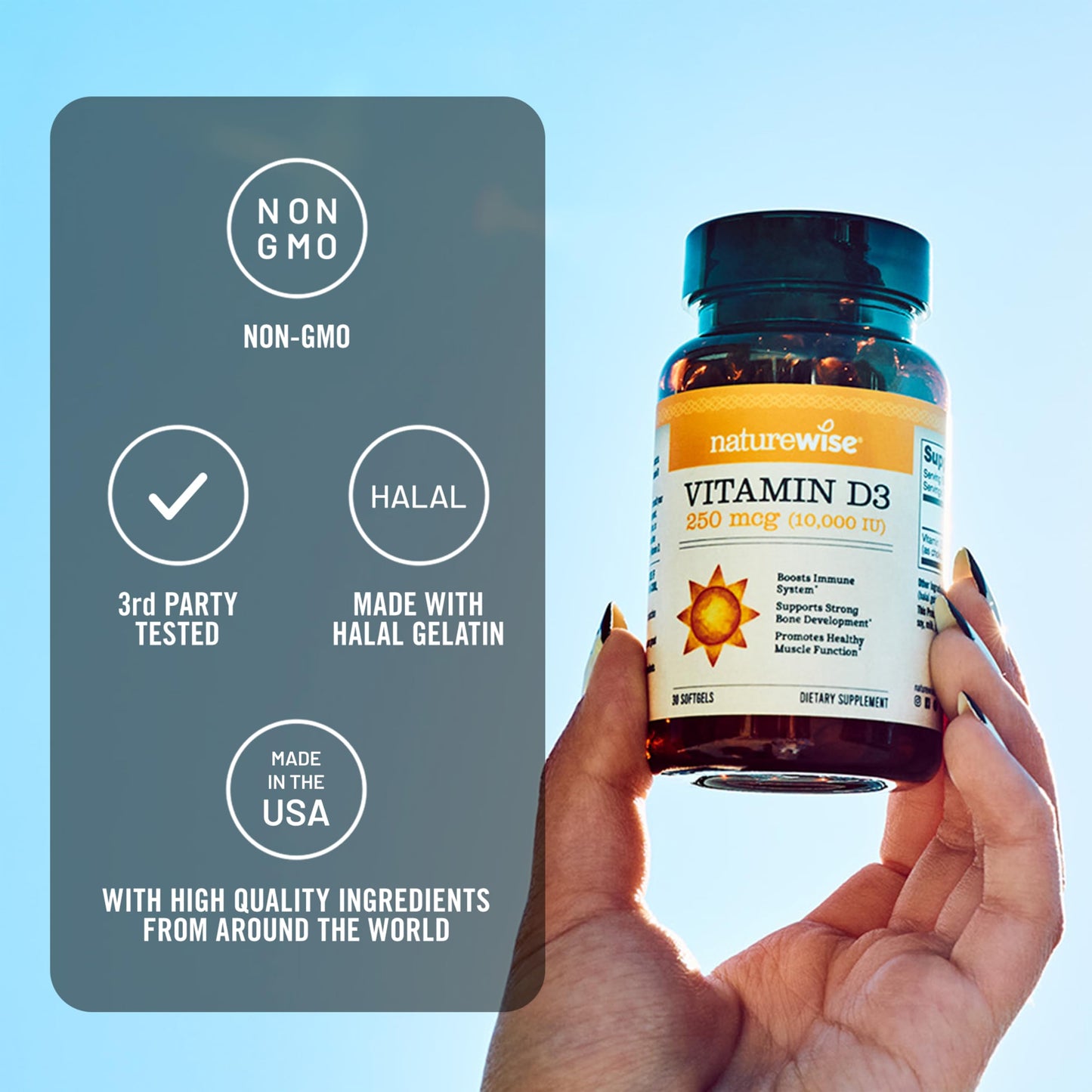 NatureWise Vitamin D3 5000iu (125 mcg) 1 Year Supply for Immune Support, Healthy Muscle Function, and Bone Health - Non-GMO, Gluten Free in Organic Extra Virgin Olive Oil, (Mini Softgel), 360 Count