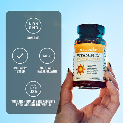 NatureWise Vitamin D3 5000iu (125 mcg) 1 Year Supply for Immune Support, Healthy Muscle Function, and Bone Health - Non-GMO, Gluten Free in Organic Extra Virgin Olive Oil, (Mini Softgel), 360 Count